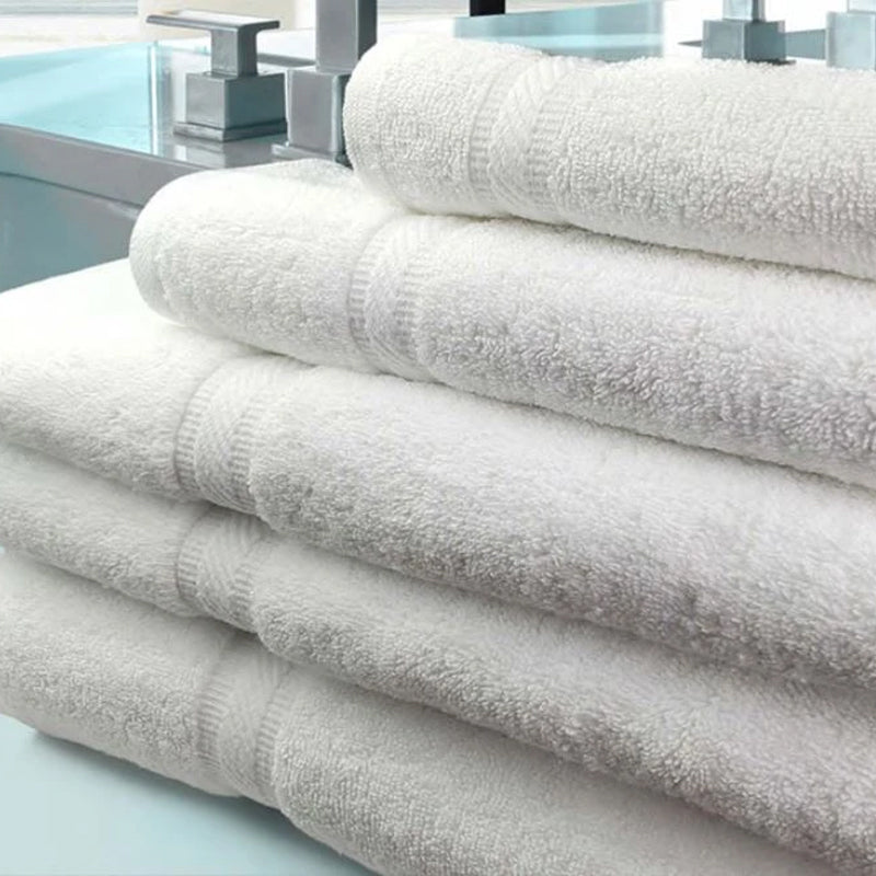 Cotton Craft Denali Luxury Dobby Border Bath Towels 30x60 100% Ring Spun  Cotton White 20Lbs/Dz 2 Dz Per Case Price Per Dz